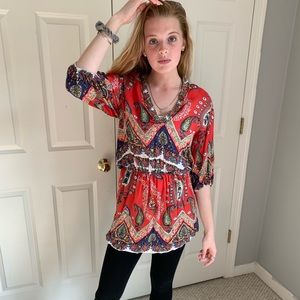 Angie Red Tunic Small